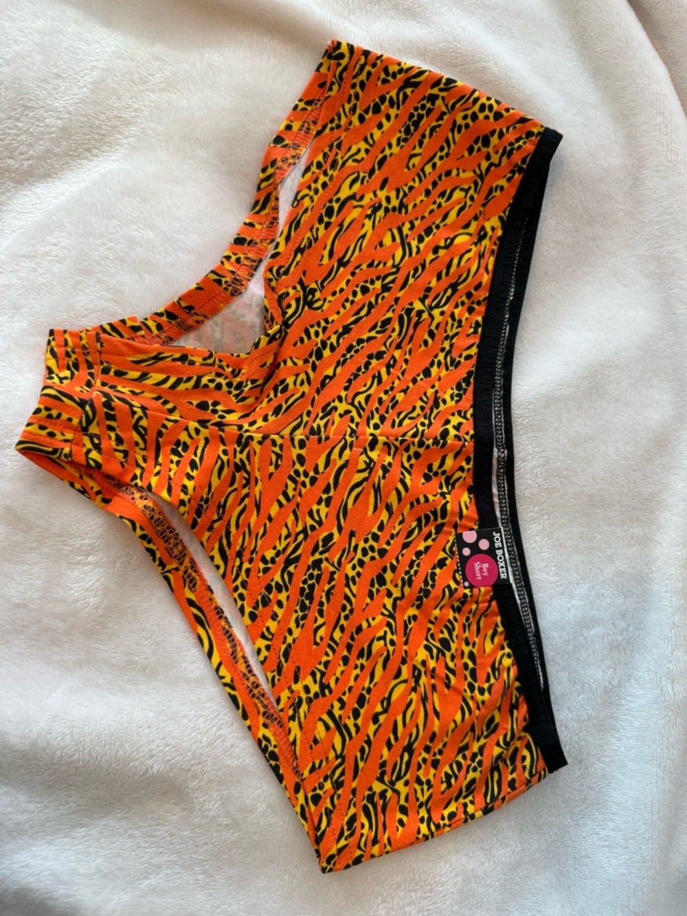 Joe Boxer Orange, Yellow & Black Tiger-Print Boyshort Panties